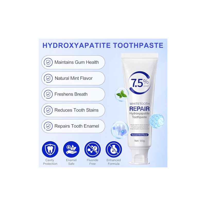Hydroxyapatite Toothpastes for Enamel Protection and Tooth Strengthening, Fluoride-Free Toothpastes