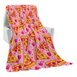amepay Pizza Love Pink Blanket Gifts for Kids Girls Women,Fun and Playful Food Throw Blankets,Soft Comfy Lightweight for Living Room Couch Bed Sweet Decor 60x50in