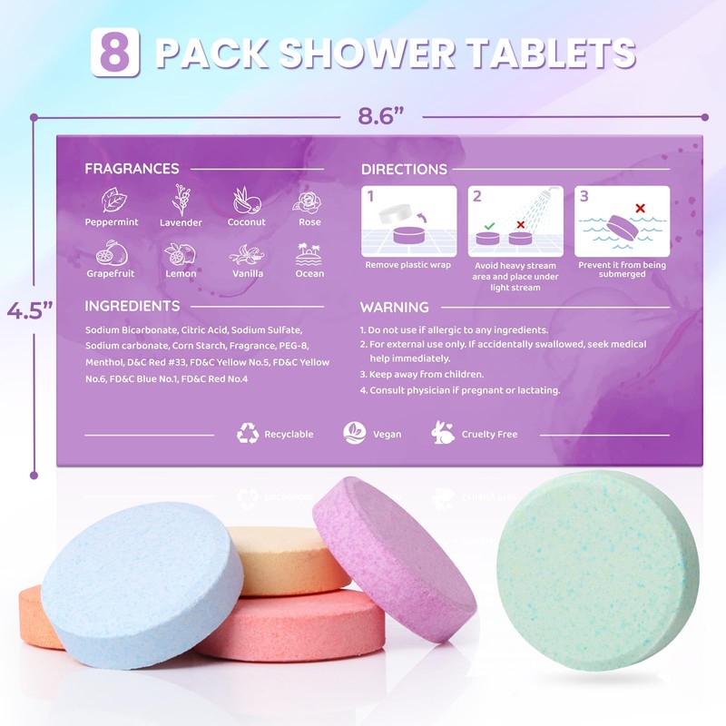 CalmNFiz Shower Steamers 8 Pack - Organic & Natural Essential