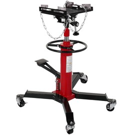 Transmission Jack, 0.6Ton/1322lbs Hydraulic Telescopic Transmission Jack, 2-Stage Floor-Standing Transmission Jack, with Foot Pedal, 360° Swivel Wheel, Garage/Workshop/Car Lift, Red