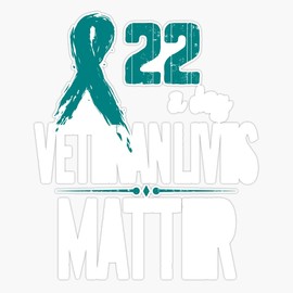 HOF Trading 22 A Day Veteran Lives Matter Retro USA American Flag PTSD Awareness Teal Ribbon Gift Vinyl Sticker Waterproof Decal Laptop Wall Window Bumper Sticker 5"