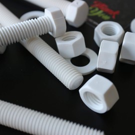 5X White Hex Head Screws Polypropylene (PP) Plastic Nuts and Bolts, Washers, M12 x 150mm, Acrylic, Water Resistant, Anti-Corrosion, Chemical Resistant, Strong.