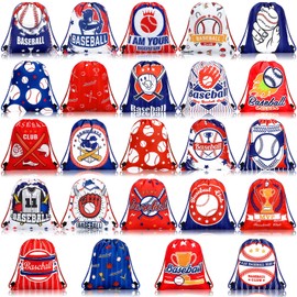 24 Bolsas de Regalo de Béisbol Bolsas de Recuerdo de Fiesta de Béisbol Mochilas con Cordón con Tema de Béisbol Bolsas de Dulce de Béisbol para Deportes Equipo Merienda Fiestas de Béisbol
