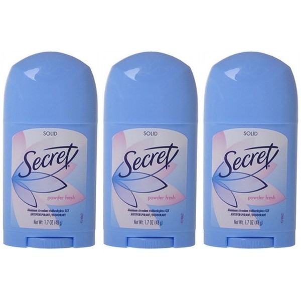 Secret Secret Anti-Perspirant Deodorant Wide Solid Powder Fresh, Powder Fresh 1.7 oz (Pack of 3)