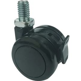 TRUSCO Industrial Casters Screw-In Twin Wheel Caster, Nylon Wheel, With Swivel Stopper, Black, Φ1.6 inches (40 mm), TDNS40-M8