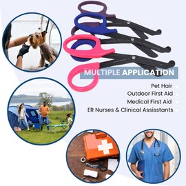 3Pcs Trauma Shears 7.25" All-Purpose Stainless Steel Paramedic, ER Nurse, EMT, EMS, Firefighter, First Responder Tactical Scissors with Serrated Blade for Precise Cuts, Outdoor Camping Rescue Tool