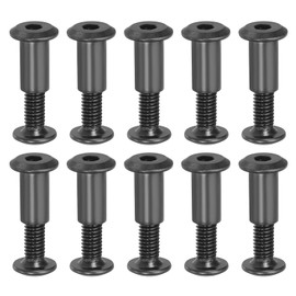 PATIKIL M6 x 16 mm Hex Chicago Screws, 10 Set Binding Screw Posts Connecting Hex Drive Socket Cap Bolt Nuts for Scrapbook Leather Belt Album Photo Furniture Repair, Black