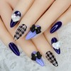 Purple Houndstooth Handmade Nail Tips - Square S / 퍼플