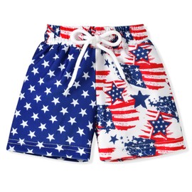 HIHA 12-18 Months Infant Baby Boys 4th of July Patriotic Swim Trunk Independence Day Swimming Shorts American Flag Bathing Suit Beach Board Shorts