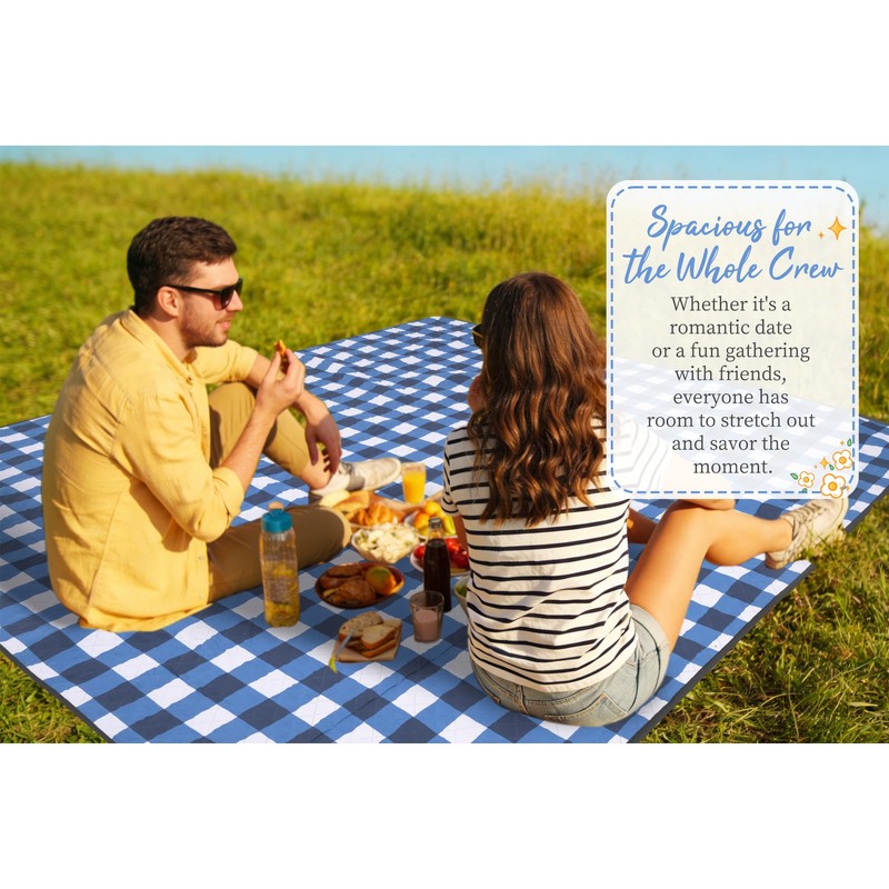 Tomeurperf Large Picnic Blanket Beach Blanket, 80''x80'' Outdoor Mat Waterproof