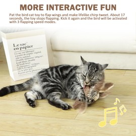 Tocirelo Cat Toy Flapping Bird - Chirping Bird Interactive Cat Toys for Bored Indoor Adult Cats, Rechargeable Catnip Toys with Flappy Wings,Touch Activated Cat Nip Toy, Kitten Kicker Enrichment Gifts