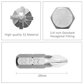 DAKCOS 20-Piece PZ2 Pozi Bit Set, Premium S2 Alloy Steel 1-inch Long Screwdriver Insert Bits Hex Shank with Quick Release Slot