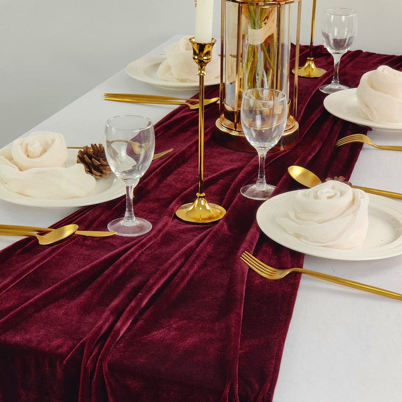 BTF HOME Velvet Table Runner, 10ft Luxurious Wedding Reception Decorations