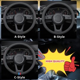 BllXESD Steering Wheel Cover Compatible with Toyota Highlander 2001-2023, Breathable Premium Leather Car Steering Wheel Cover, Anti-Slip Design, A-Style