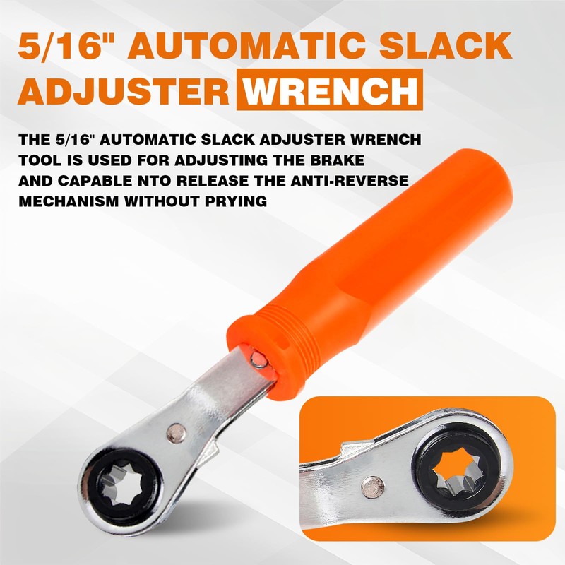 BARTOO 2PCS Automatic Slack Adjuster Tools, 5/16'' Double Square Ratcheting
