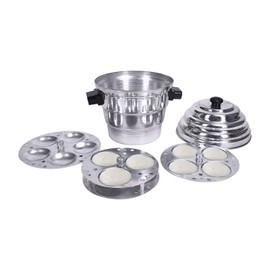 Generic RR Kitchen Wares Idli-Dhokla Maker (15 Idli) Idli Cooker with 4 Idli Plates,2 Dhokla Plates and 1 Patra Plate - Aluminium