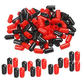 MECCANIXITY 100pcs Rubber End Caps Cover Assortment 6mm PVC Vinyl Screw Thread Protector for Screw Bolt Black Red