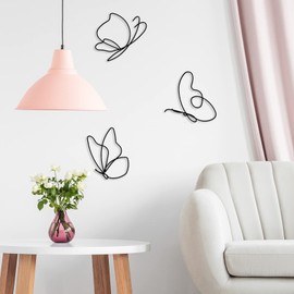 Hotop 5 Pieces Butterfly Metal Wall Decor Butterfly Metal Wall Art Black Hanging Decorations Wire Flowers Decor Butterfly Wall Decals for Indoor Outdoor Wedding Birthday Party Walls, 5 Styles