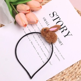 HIFANMM Easter Headbands Bunny Hair Bands for Women Girls Kids, Cute Brown Rabbit Pink Ears Hair Accessories Easter Day Decoration Headdress Party Supplies Gift Hair Hoop 1 Pcs