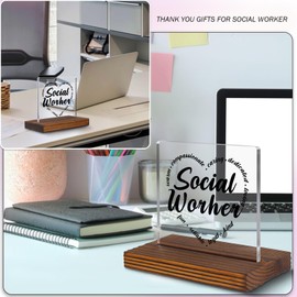 Social Worker gift Clear Desk Decor Signs, Appreciation Gifts for Social Worker, Thank You Christmas Gift for School Counselor Therapist Social Worker Heart Gift Office Plaque EC145
