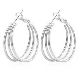 Senteria 925 Sterling Silver Hoop Earrings for Women Hypoallergenic Chunky Silver Hoops Earring Lightweight Small Hoop Earrings for Women 30MM