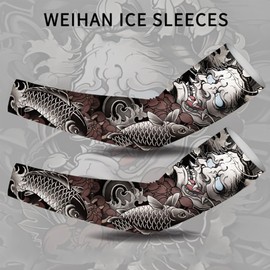 Sun Protection Arm Sleeves, Sun Protection Arm Sleeves Tatoo Guards, Protective Tatoo Guards Compression Long Cover, Ice Silk Warmer Body Art for Driving Cycling Ru