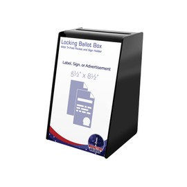 Black Donation Box with Lock Acrylic Ballot Collection Bin with 5.5" x 8.5" Slide In Sign Holder for Raffles Contests Votes and Tips by Marketing Holders