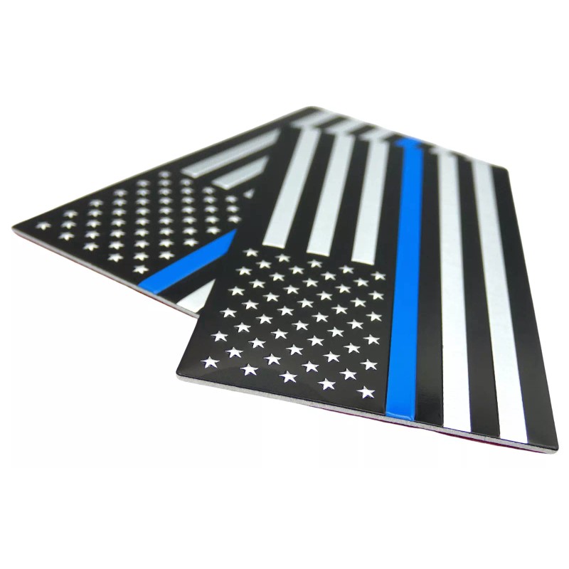 Riley Express 2x ALUMINUM Thin Blue Line Decal Sticker Car,