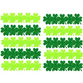 Zhiheng 50pcs Assorted 2 Colors Shamrock Felt Stickers 4 Leaf Clover Applique Embellishment for Necklace Bracelet Earrring Jewelry Making Scrapbook Card Making ST Patricks Day Decorations