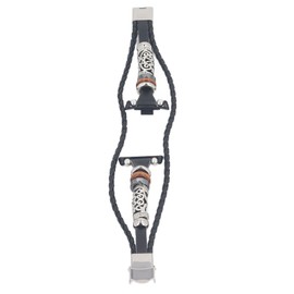 Watch Beaded Bracelet Retro Ethnic Style Faux Leather Alloy Watch Wrist Strap for Xiaomi Band 8 Pro Black