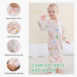 MICHLEY Baby Sleeping Sack with Legs Cotton Long Sleeve Toddler Wearable Blanket Sleeping Bag 18-30 Months, Rabbit