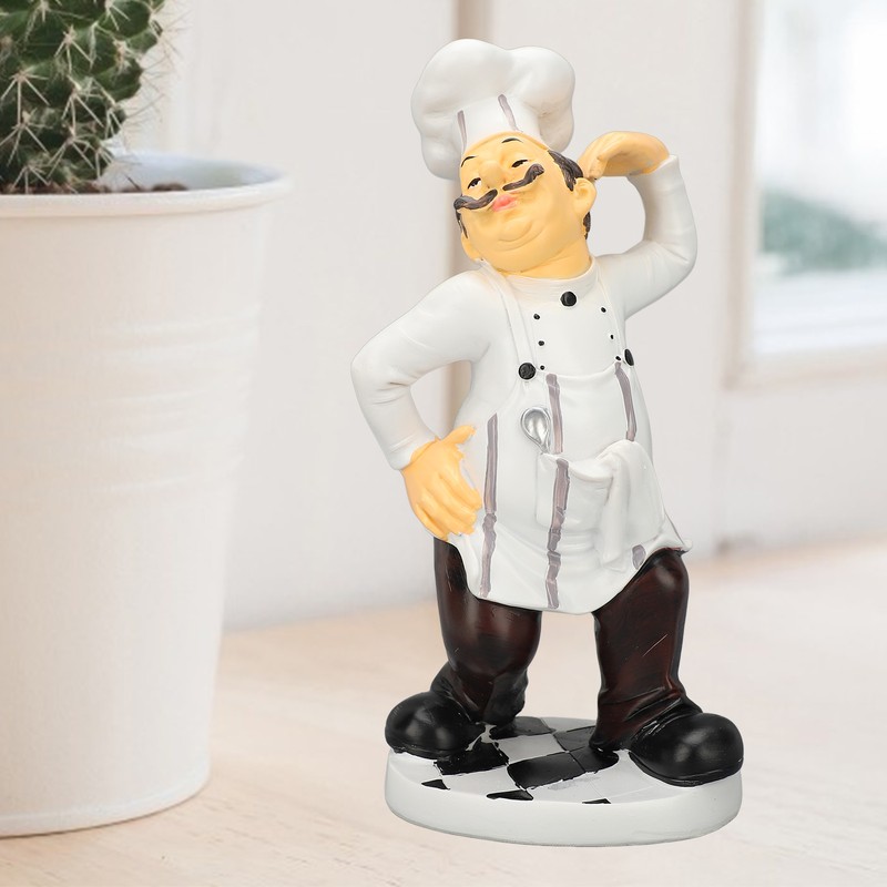 French Chef Figurine 30x14x11cm Resin Funny Chef Sculpture Kitchen Restaurant