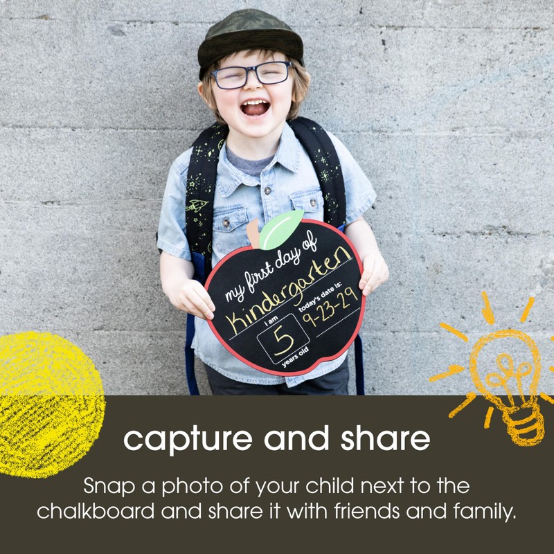 Pearhead First and Last Day of School Chalkboard, Reusable Apple-Shaped