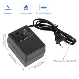 Power Transformer, 200 W/300 W Voltage Converter, AC 220 V to 110 V Step Down Voltage Converter, Portable Travel Power Transformer, EU Plug (200, Watt)