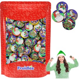 Fruidles Christmas Rich Disc Chocolate, Party Bag Fillers, Individually Wrapped Silver Foils, Kosher Certified Dairy (2 Pounds)