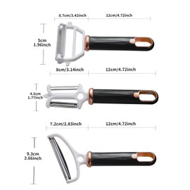 Cokshy Vegetable Peeler Set for Kitchen, 3 Pcs Stainless Steel Peeler with Ergonomic Non-Slip Handle & Sharp Blade, Kitchen Peeler for Veggie, Fruit, Potato, Carrot, Apple - Black