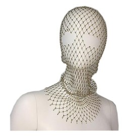 Women's Men's Mesh Rhinestone Head Cap Beautiful Rhinestones Face Mask Glitter Hat Hair Band Festival Wedding Headband Headpiece Crystal Hair Wraps Scarf Dance Party Costume Hair Accessories Hair