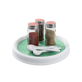 Copco 5224643 Non-Skid Pantry Cabinet Lazy Susan Turntable, 9-Inch, White/Green