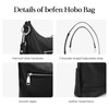 befen Genuine Leather Hobo Crossbody Bag for Women, Large Black
