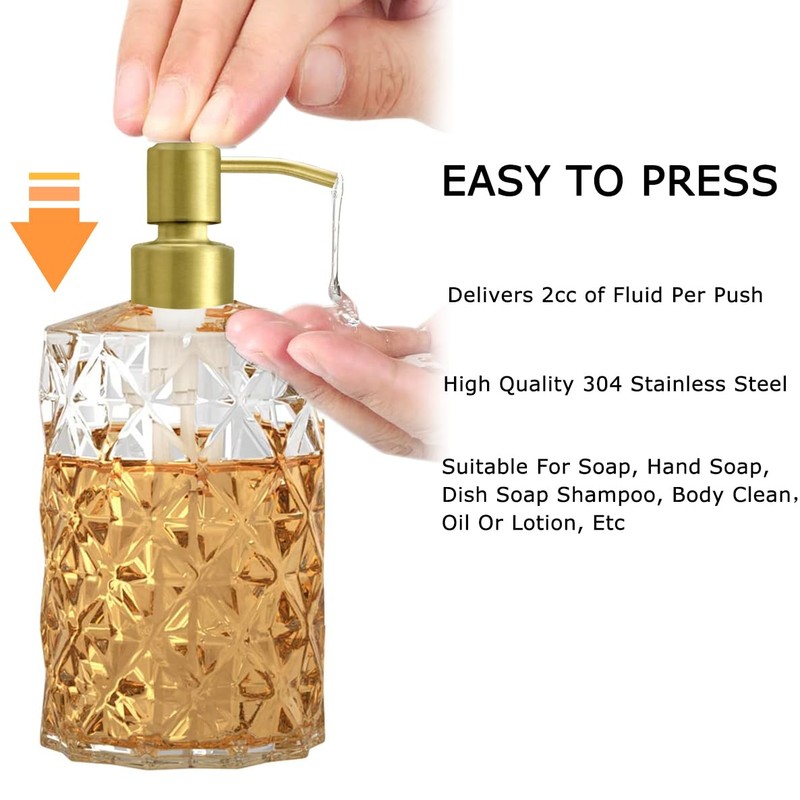 AUNRGO Gold Soap Dispenser Pump Replacement - Brushed Finish 304