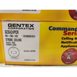 Gentex Strobe Only, Plain, 24 VDC, Ceiling Mount, Red, Amber Lens, Gentex #GCSA24PCR