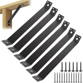 LANIAKEA 6PCS Angle Brackets 11-1/8" x 1-1/2" Inside Mount 45-Degree Angle Corner Braces Inside Joint for Wood Post and Beam Desk Edge Box Pergola Gazebo DIY Kit, 11 Gauge