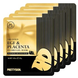 PRETTYSKIN Mascarilla De Hidrogel Con Huevo De Caracol Y Placenta De Oro De 24 Quilates (Paquete De 5)