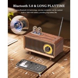 COLSUR Retro Bluetooth Speaker, Vintage Radio, bass, Bluetooth 5.1 Wireless Connection, Suitable for Home Office, Outdoor Party, Portable Speaker, Suitable for iPhone, Android Speaker