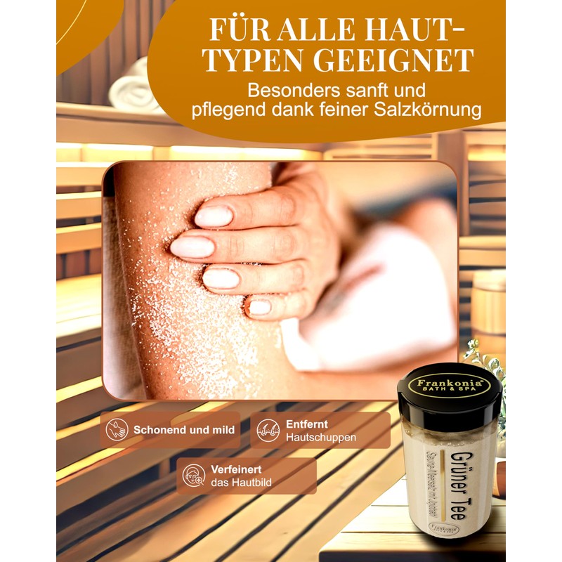 Frankonia BATH & SPA Green Tea Sauna Salt Scrub, 400