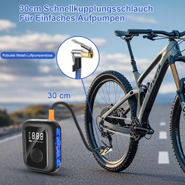 Dictien Elektrische Luftpumpe Fahrrad Akku 150 PSI & 6000 mAh Mini Kompressor Fahrrad Mit LCD-Display & Auto-Stopp
