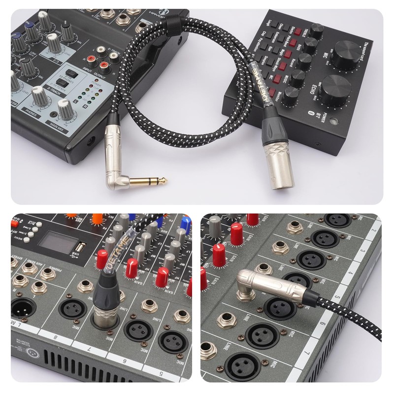 DETAME 6FT Right Angle 1/4 TRS to XLR 3Pin Male