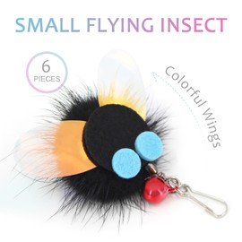 SONGWAY Cat Toy Wand Refills - 6 PCS Insect Shaped Furry Cat Toys, Cat Feather Toy Replacement, Interactive Cat Toys for Indoor Cat Kitten