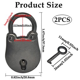 Aifeier ET 2 Pieces Mini Vintage Locks Small Bear-Shape Padlock with Key for Handbag, Jewelry Box, Storage Box, Diary Book,Black