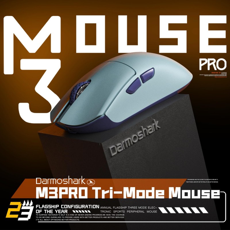 Darmoshark M3Pro Wireless Gaming Mouse,Tri-Mode 2.4G/USB-C/Bluetooth Mouse Up to 26000DPI,PAW3395